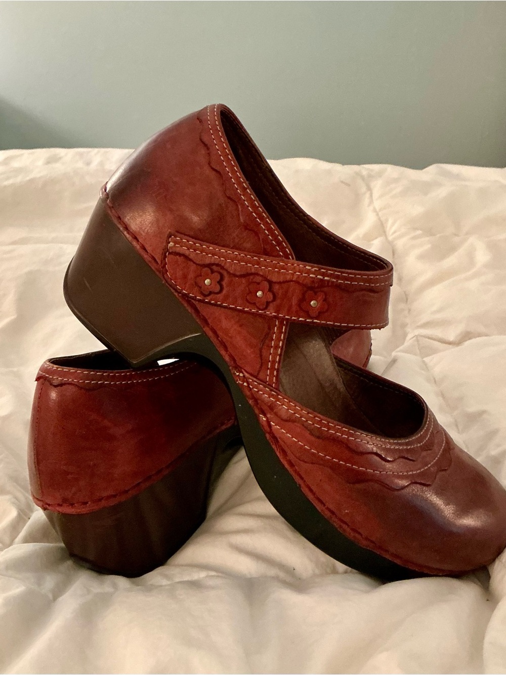 Dansko Mary Jane Clogs with Heels, Brown Leather Size 10 / 41